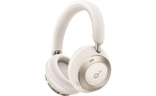 Anker Soundcore Space One Pro, with Headphones Case, Adaptive Active Noise Cancelling Headphones Driven by 6 Mics, Super Foldable Design, 60H Lossless Audio, Ultra-Fast Charging, Hi-Res Wireless - White
